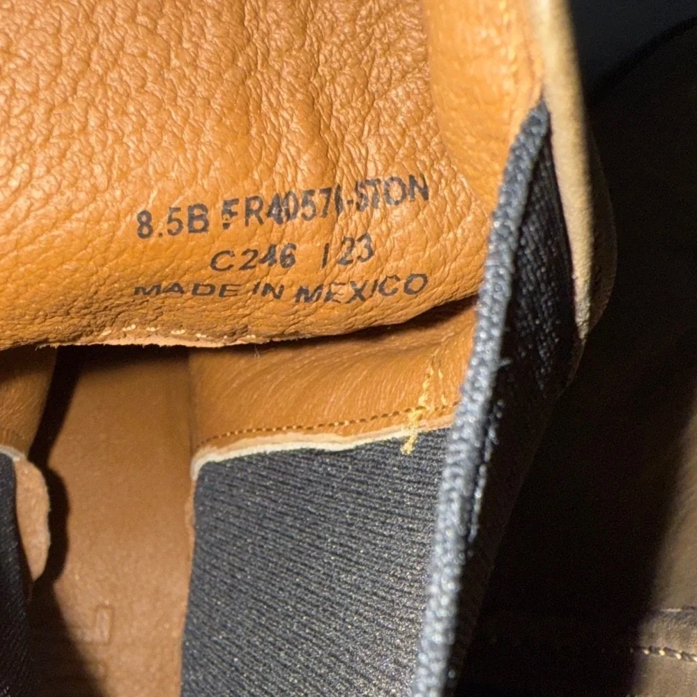 FRYE 8.5 Jean‎ Chelsea Stone Leather Bootie Heeled Pull On Ankle Boots Brown